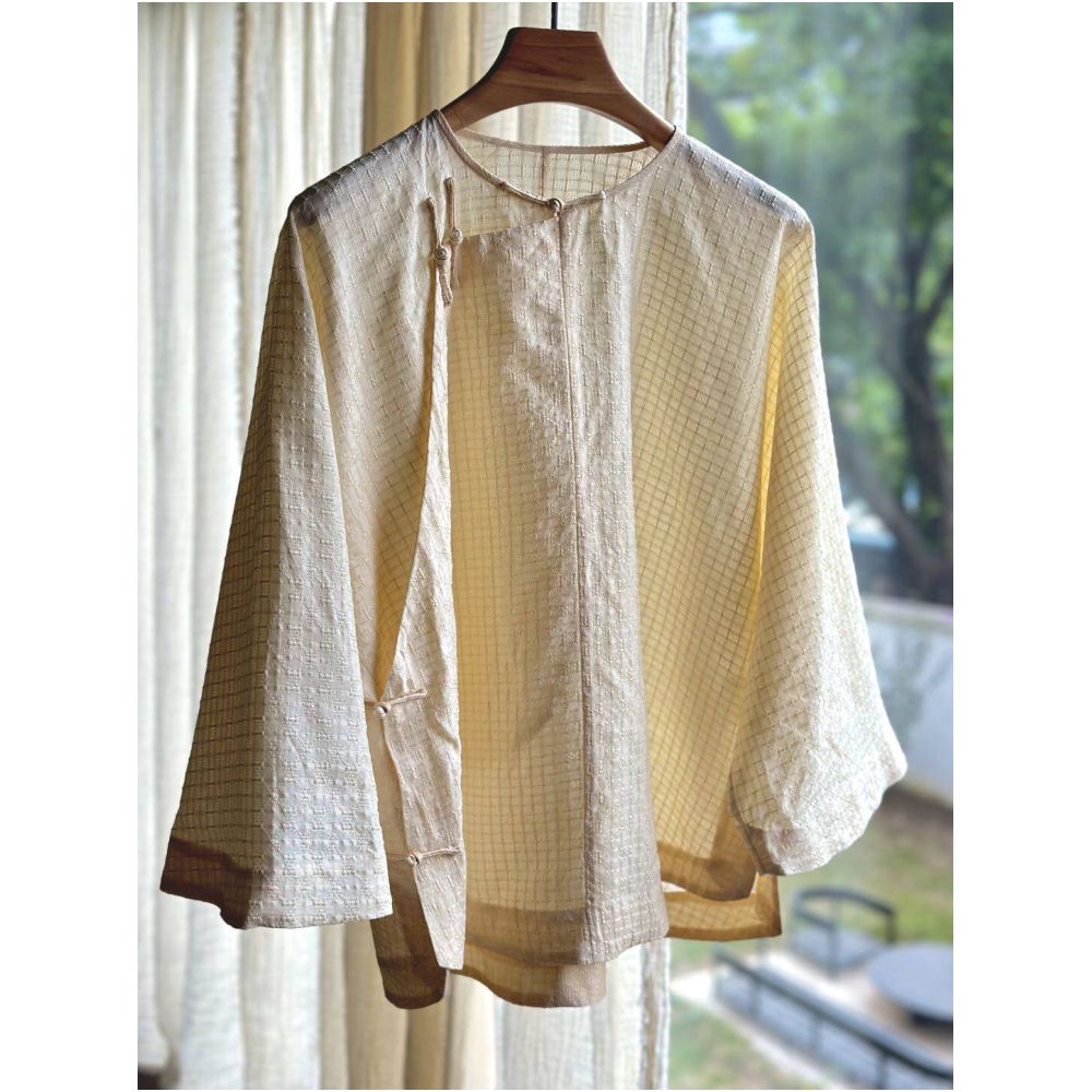 ASAYA6990 – Mist Veil Mulberry Silk Jacket 🌾🤍