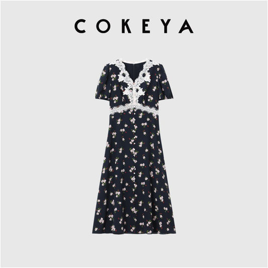ASAYA6991 – Midnight Blossom Silk Dress 🌸🌙