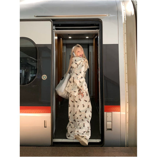 ASAYA6994 – Teddy Wander Lounge Pants 🐻🤍🚄