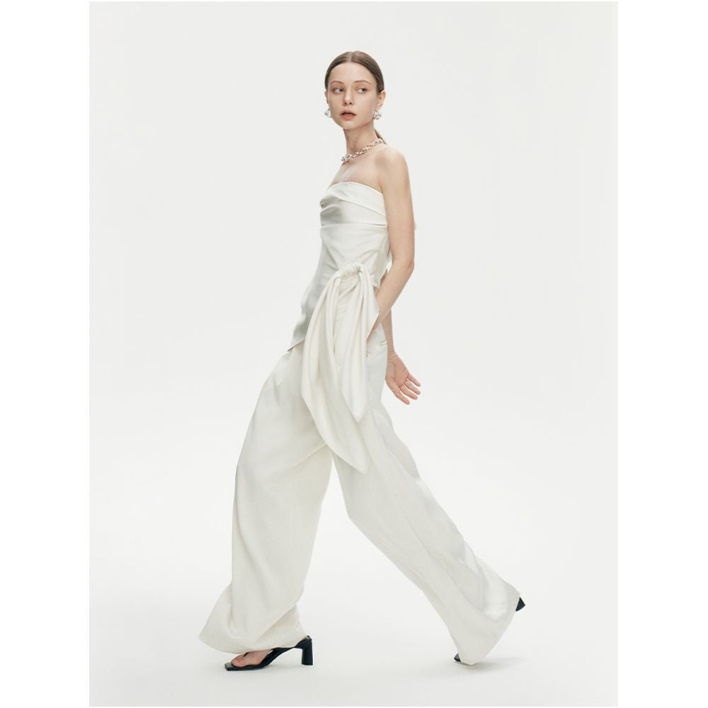 Celebrity Style ROSYROKH Summer High End Beautiful Set Solid Color Satin Slimming Strapless Dress image 2