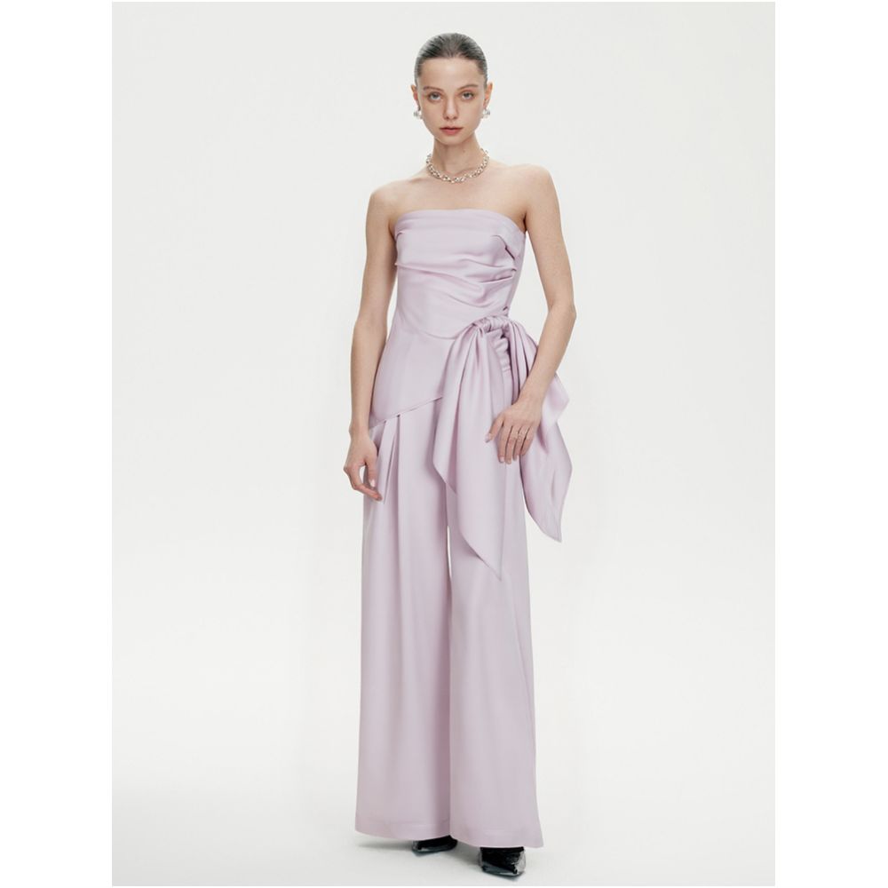Celebrity Style ROSYROKH Summer High End Beautiful Set Solid Color Satin Slimming Strapless Dress image 4