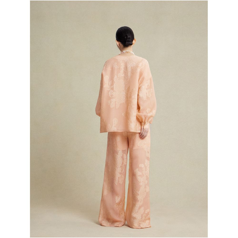 Nian Twelve Flower Festival Silk Cut Out Floral New Chinese Style Wide Leg Pants Simple Chinese Style Floor Length Lazy Long Pants image 2