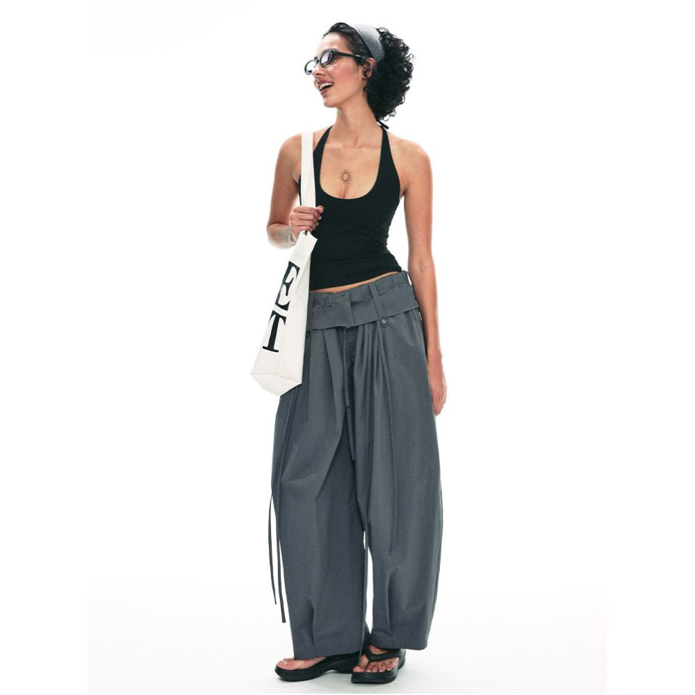 SINGLE MOMENT Summer Loose Wide Leg Slimming Casual Straight Leg Pantyhose Pants image 1