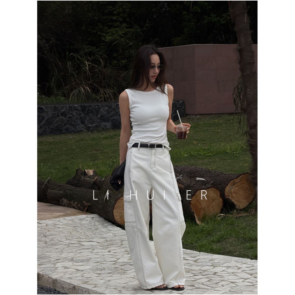 LiHuiEr Li Huier Qingkong Women s Retro Loose White Denim Jeans 2026 New Style Summer Thin Style image 0