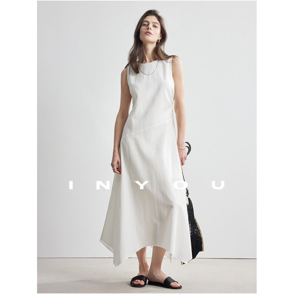 This elegant minimalist sleeveless linen long dress with a relaxed and flattering fit is perfect for women image 0