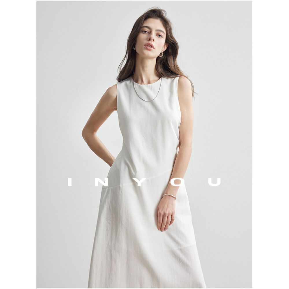 This elegant minimalist sleeveless linen long dress with a relaxed and flattering fit is perfect for women image 1