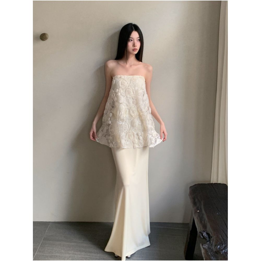 Drawdream Sexy High End Jacquard Bandeau Top and Skirt Set for Summer image 0