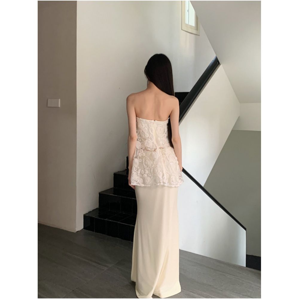 Drawdream Sexy High End Jacquard Bandeau Top and Skirt Set for Summer image 2