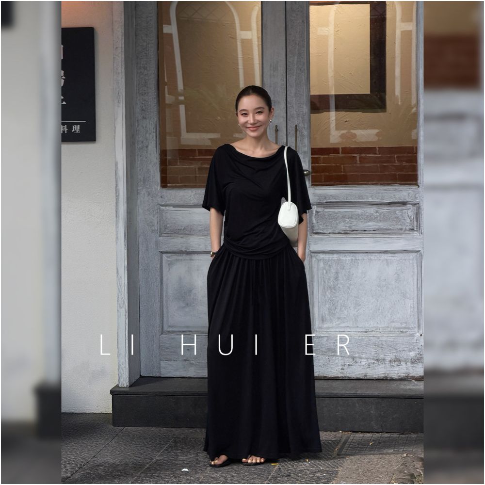 ASAYA7057 – Noir Cloud Drape Set 🖤☁️