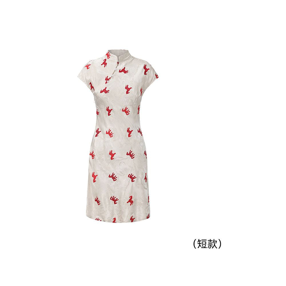 ASAYA7069 – Lucky Horse Silk Cheongsam Dress 🐎🤍