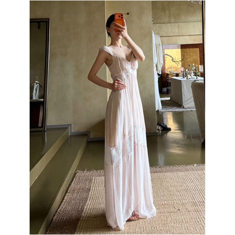 2ND STUDIOS French style feminine dress with mesh paneling design new summer 2026 evening gown image 2