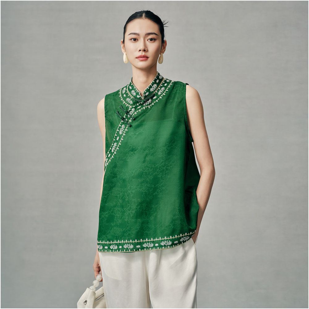 ASAYA7110 – Imperial Silk Mandarin Top 💚🌿