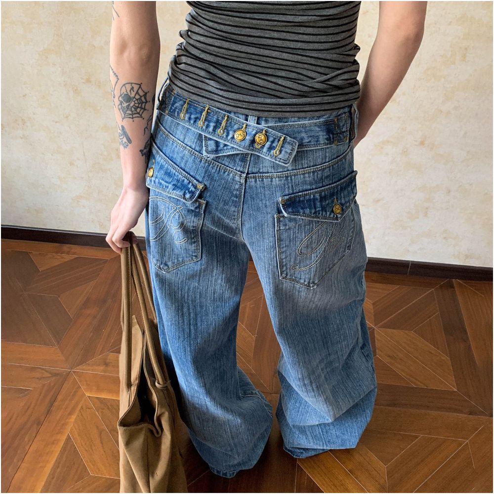 ASAYA7121 – Vintage Wide-Leg Denim Jeans 👖💙