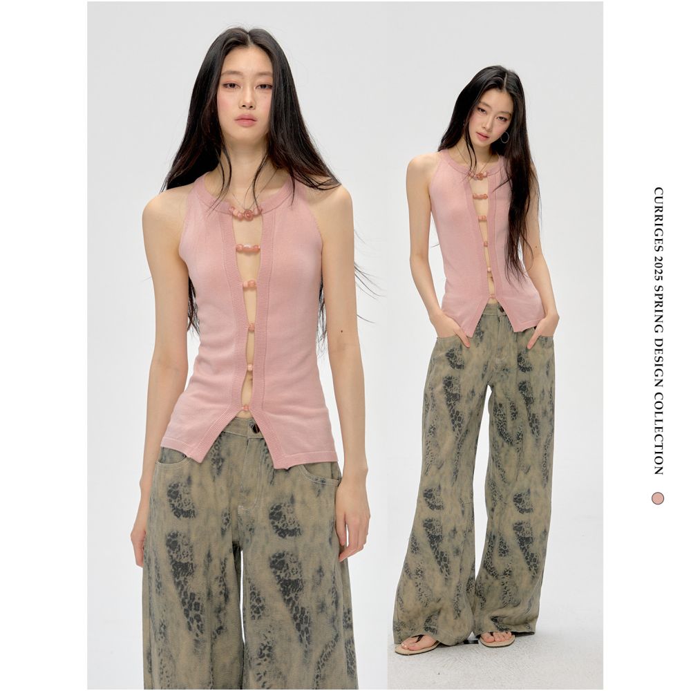 ASAYA7128 – Rosé Pearl Knit Top 🌸🩷