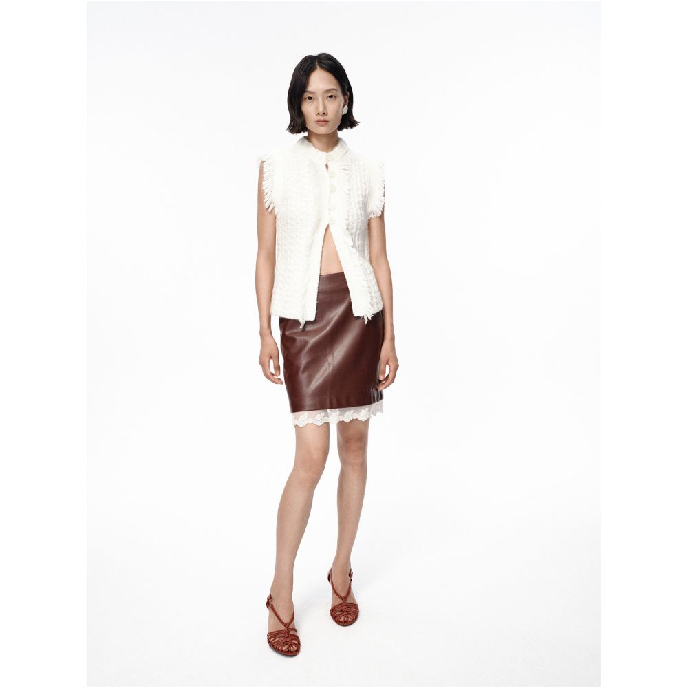 Arriving Arrive Versatile White Knitted Fringe Crew Neck Vest Sleeveless Cardigan Top for Spring and Autumn image 1