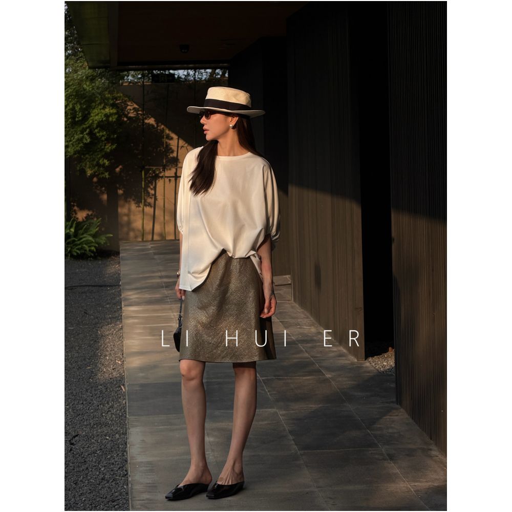 LiHuiEr Ey Summer Dream Green Summer Olive Green Cotton Linen Straight Mid Waist Short Skirt for Women image 0