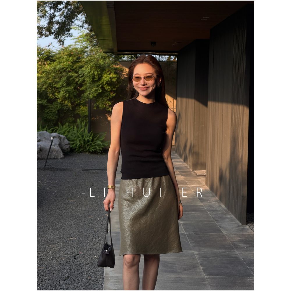 LiHuiEr Ey Summer Dream Green Summer Olive Green Cotton Linen Straight Mid Waist Short Skirt for Women image 2