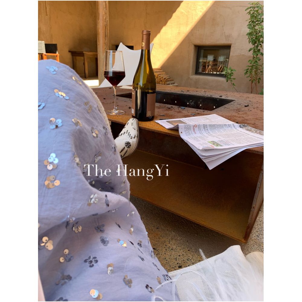 The HangYi Spring Summer Trendy Design Versatile Blue Sequin A line Skirt High Waist Slimming Women image 1