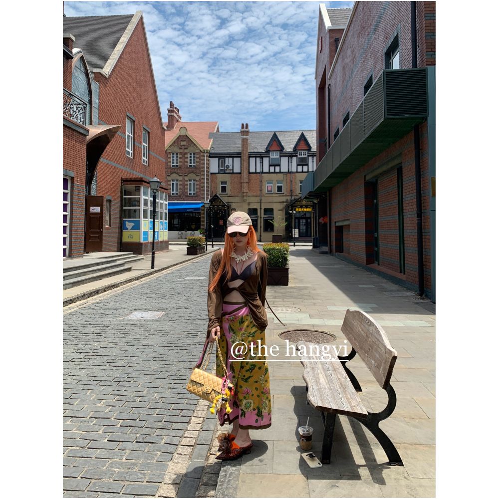 The HangYi Summer Vacation Floral Faux Two Piece Wrap Skirt French Retro Fashion Niche Skirt for Women image 1