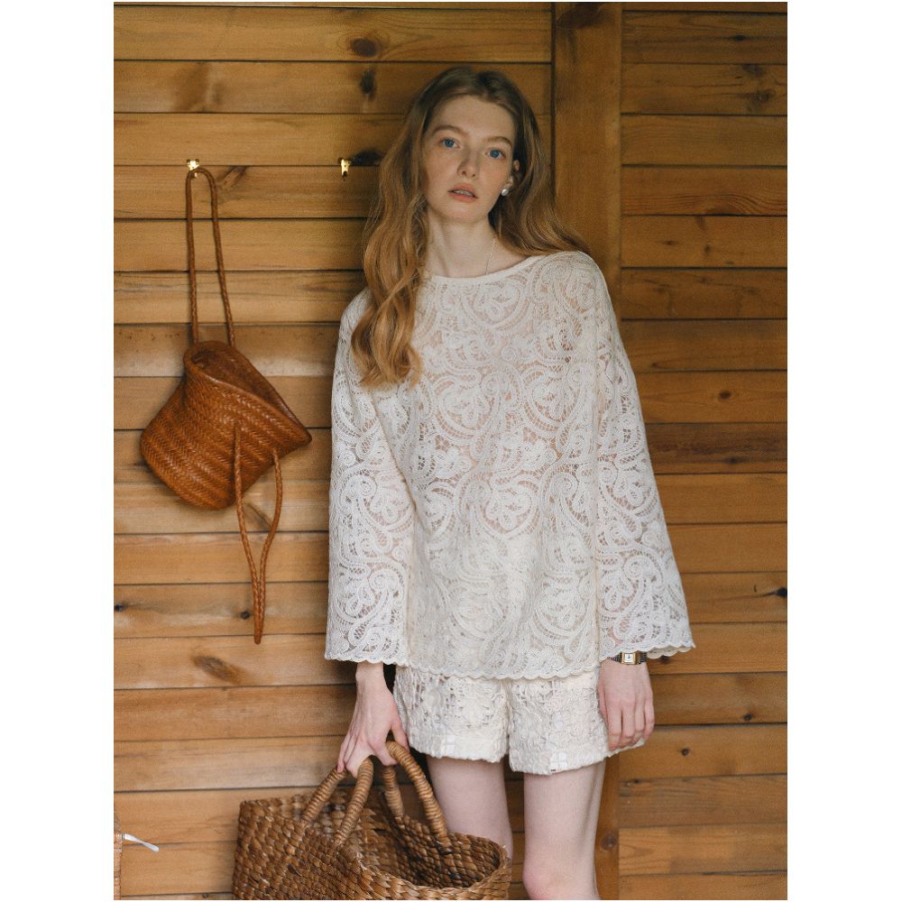 ASAYA7161 – Ivory Blossom Lace Shorts 🌿🤍