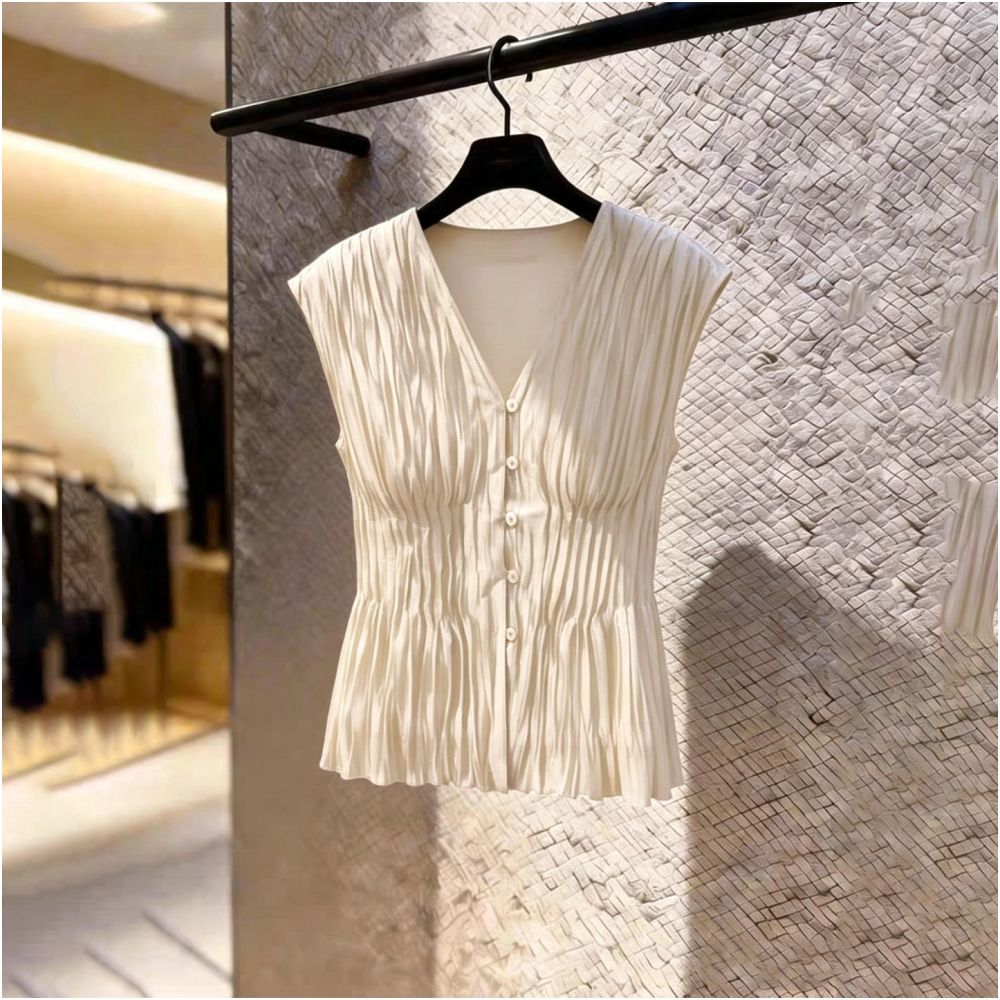 ASAYA7167 – Élise Pleated Blouse 🤍✨