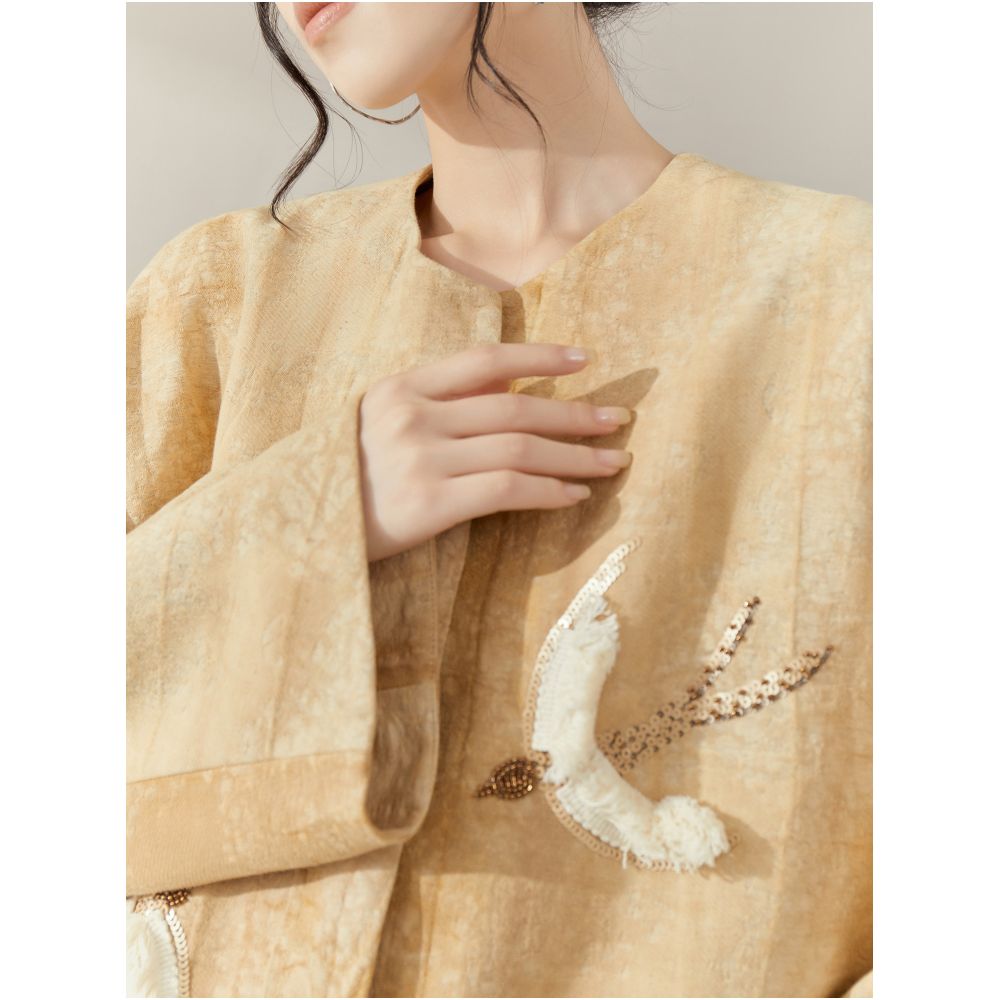 Flowing Era New Chinese Style Jacquard Heavy Duty Three Dimensional Embroidered Jacket Elegant and Sophisticated Top New Year s Battle Robe image 2