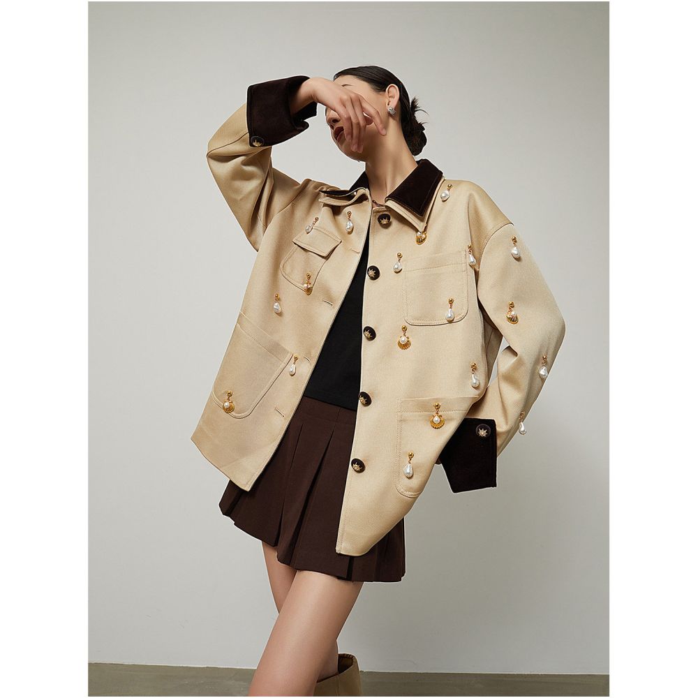 ASAYA7174 – Pearl Charm Heritage Jacket ✨🤎