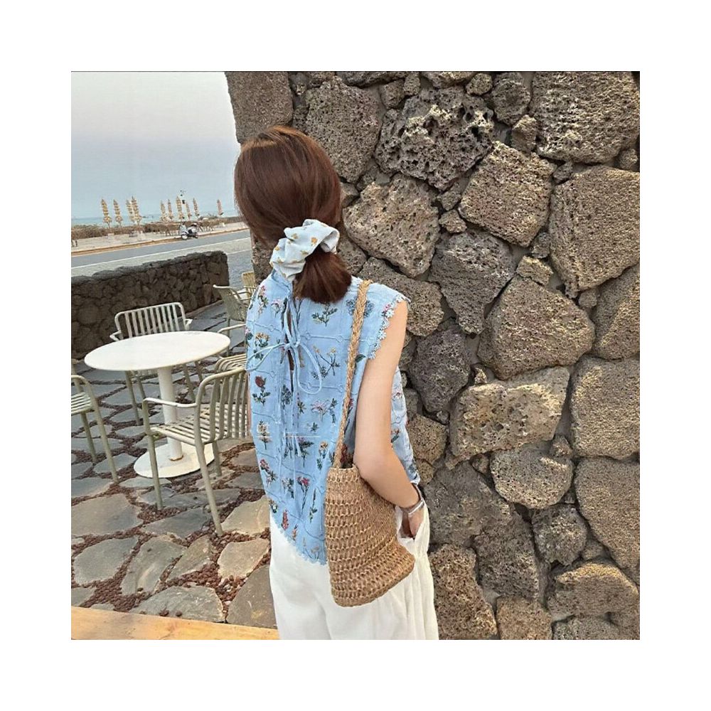 French retro style heavy duty floral embroidered sleeveless shirt for women summer 2025 new style brand boutique wavy edge top image 1