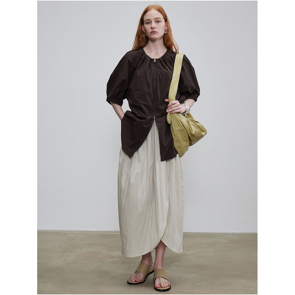 Yuan Yi Women s Clothing Textured Asymmetrical Petal Shaped Cotton Skirt with a Flowy Casual Tulip Design for Spring Summer image 2