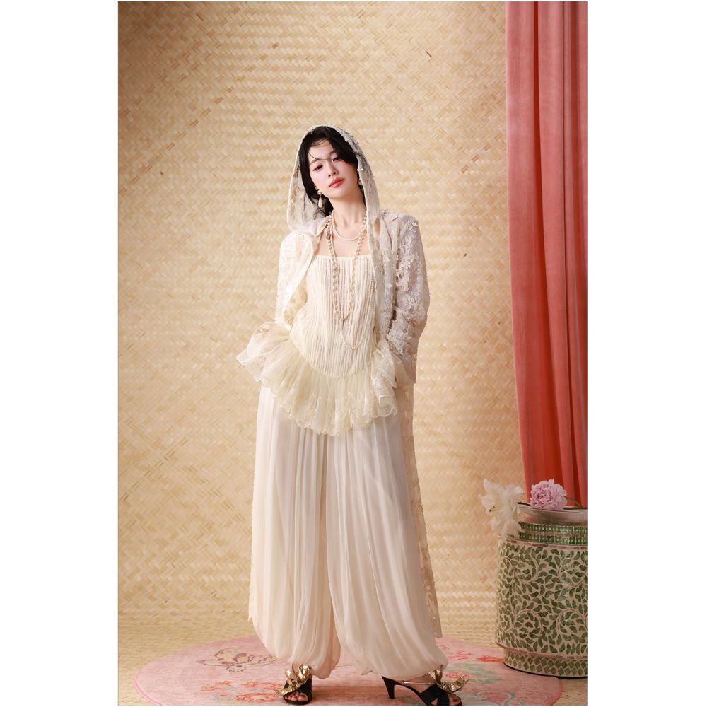 Dangdang Floating Air Women s Summer Wide Leg Pants Silk Smooth Crepe Pants with Balloon Lantern Design image 2