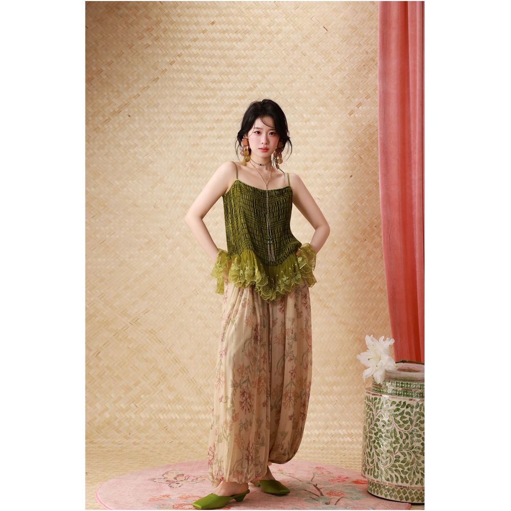 Dangdang Floating Air Women s Summer Wide Leg Pants Silk Smooth Crepe Pants with Balloon Lantern Design image 4