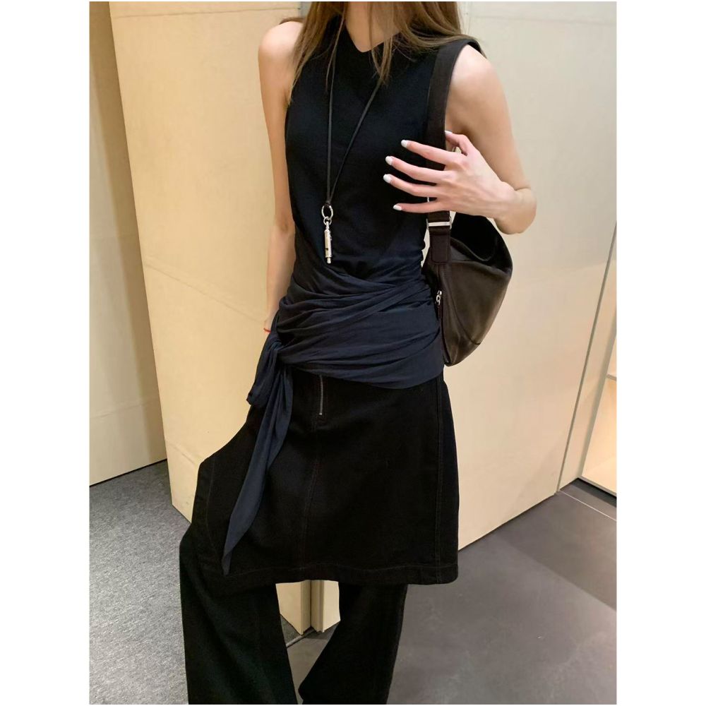 ASAYA7214 – Noir Draped Modern Set 🖤✨