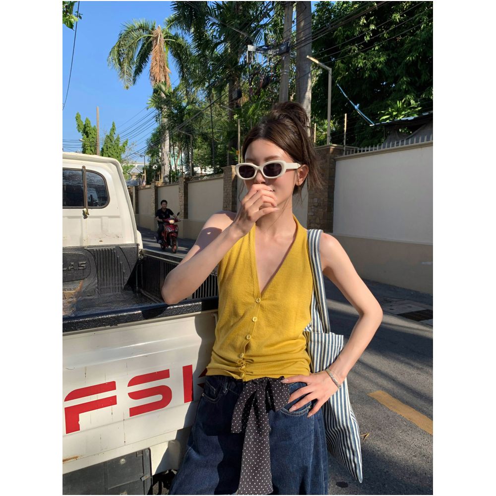 ASAYA7219 – Soleil Halter Knit Top ☀️💛