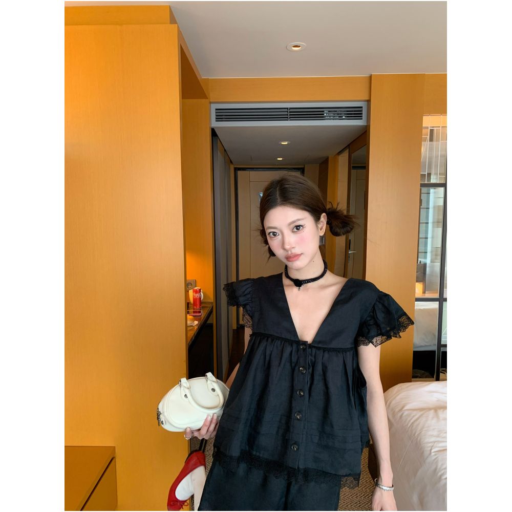 ASAYA7232 – Midnight Lace Breeze Set 🖤🕊️