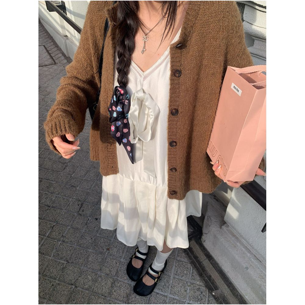 Big Dog with Braces Gardenia First Love First Love Sensation Tie Waist V Neck Patchwork Sleeveless Vest Dress image 2