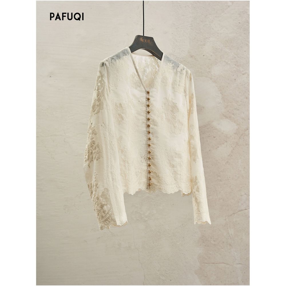 ASAYA7246 – Pearl Blossom Embroidered Blouse 🤍🌿