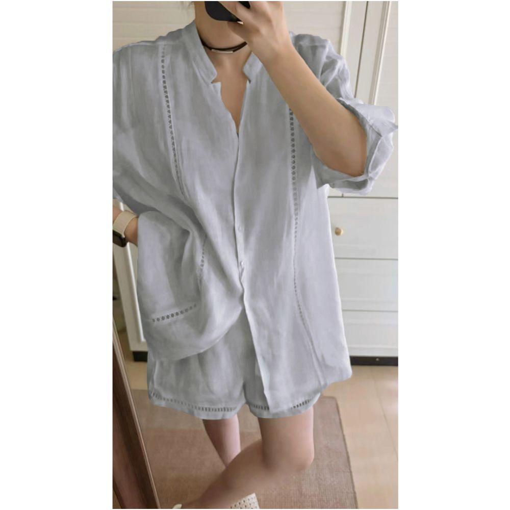 ASAYA7249 – Coastal Ease Linen Set 🌿🤍