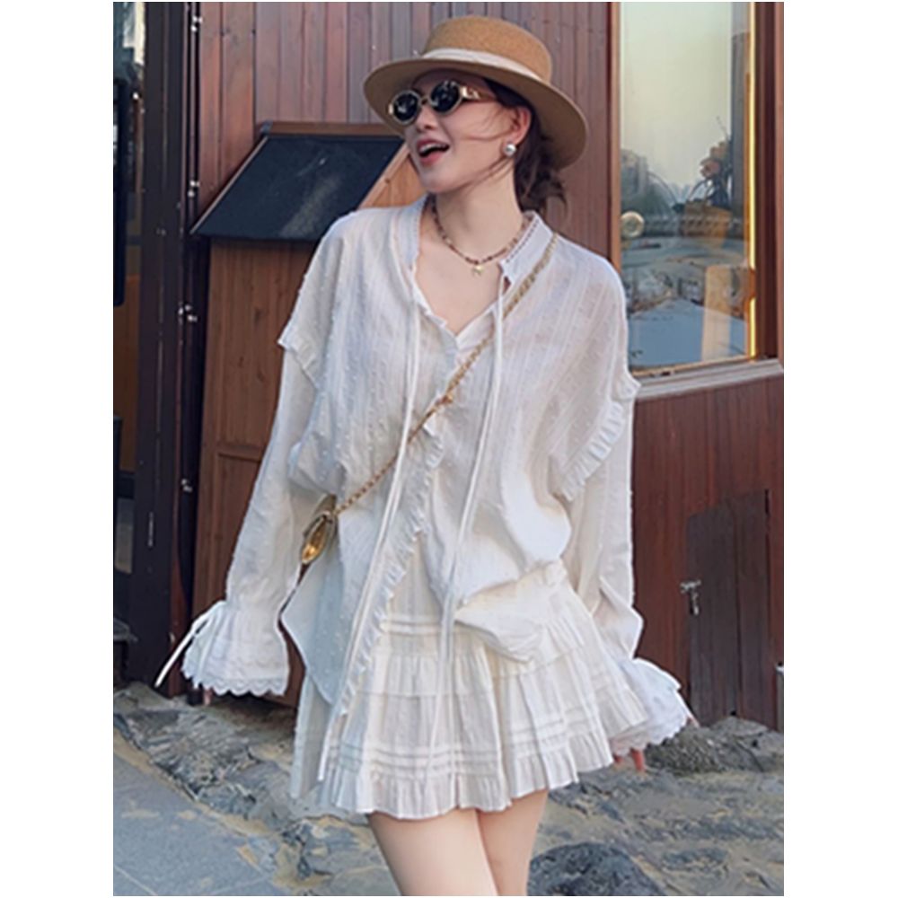 ASAYA7261 – Coastal Whisper Ruffle Set 🤍🌊