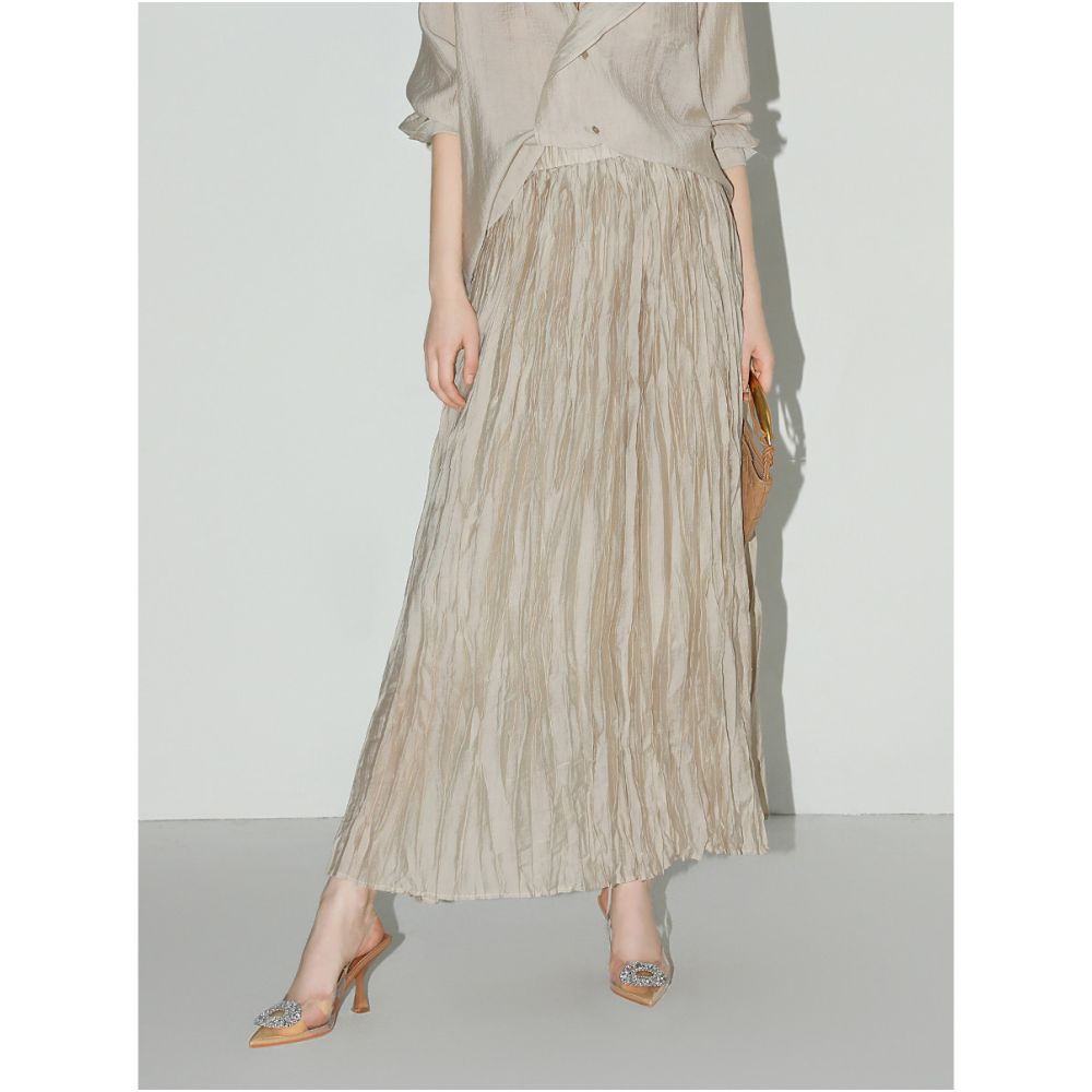 ASAYA7263 – Whisper Crinkle Shirt & Skirt Set 🤍✨