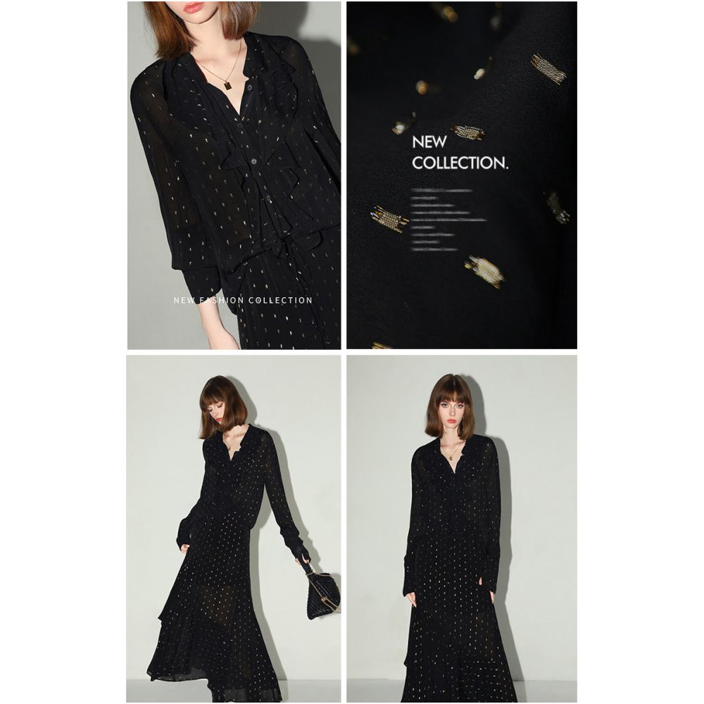 COCOBELLA Jacquard Knitted Silk Elegant and Refined Long Sleeved Shirt for Women SR0049 2 image 3