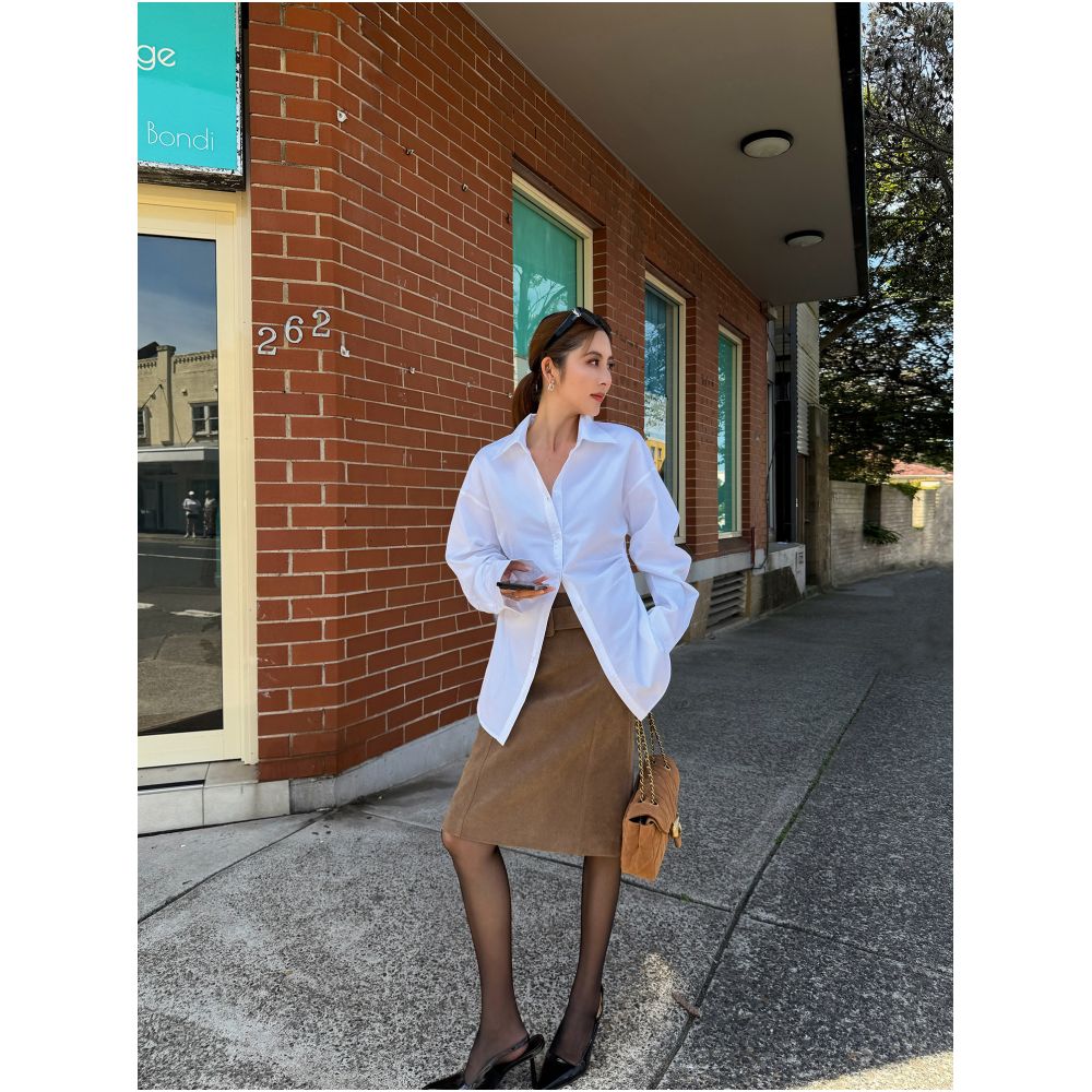 NEVA HU Fashion Cornerstone Stylish Collared Long Sleeved Shirt for Women High End Look Slimming and Waist Defining image 2