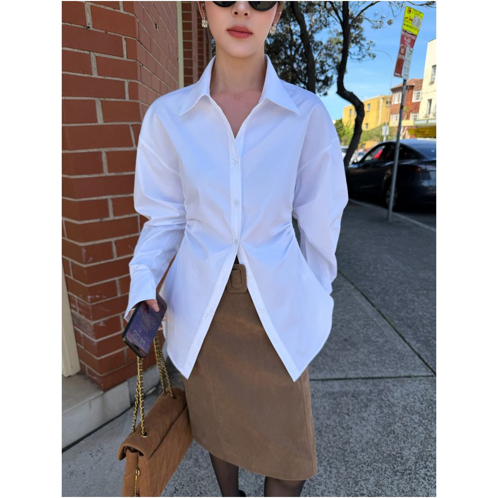ASAYA7282 – Sculpted Waist Classic Shirt ✨🤍🖤