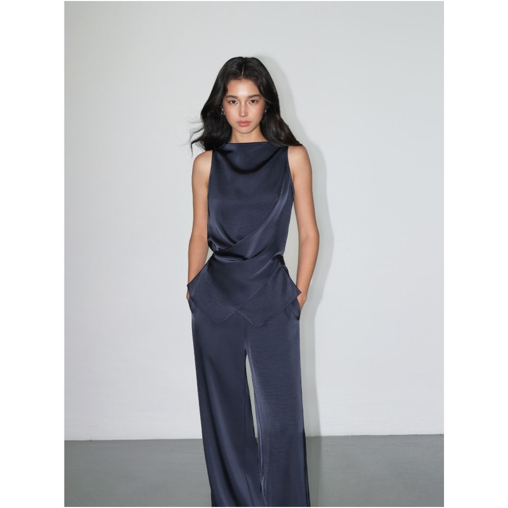 ASAYA7283 – Satin Drape Elegance Set ✨🤍🌙