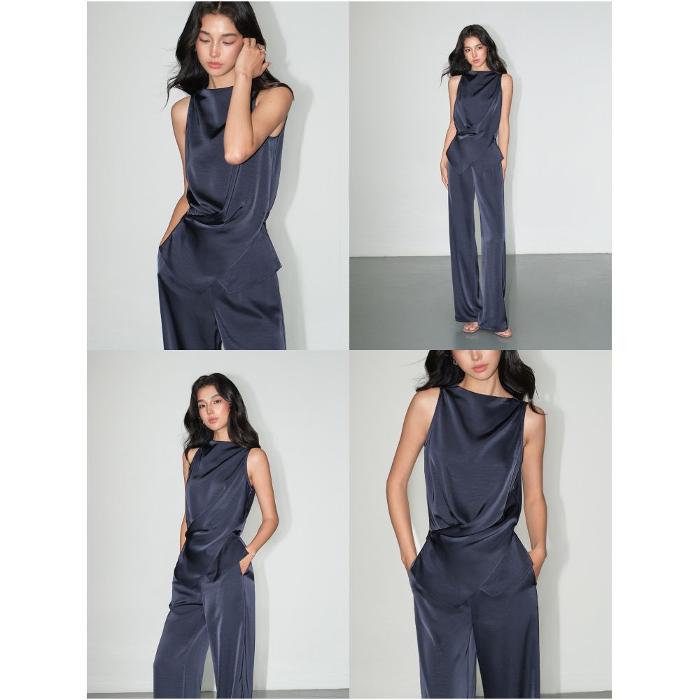 ASAYA7283 – Satin Drape Elegance Set ✨🤍🌙