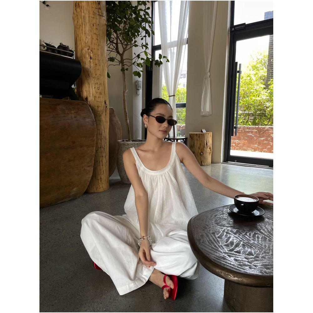 ASAYA7313 – Cloud Breeze Gathered Top ☁️🤍