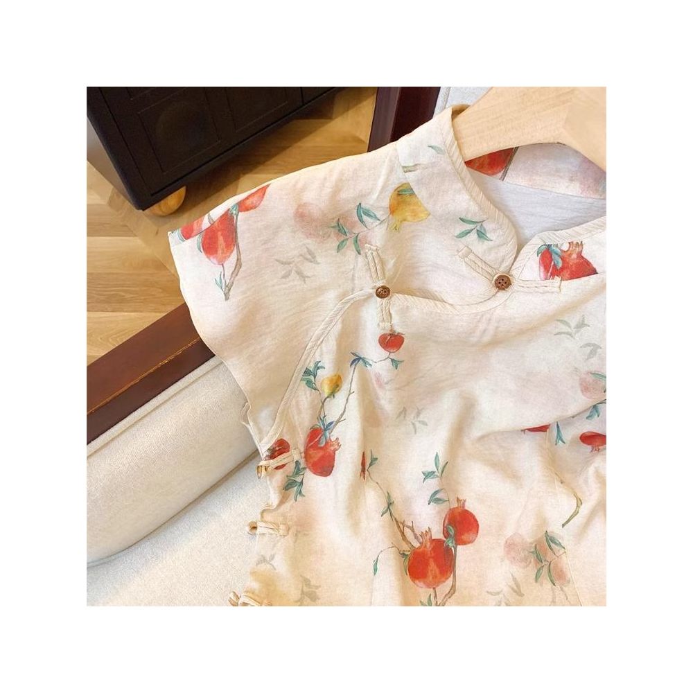 Women s New Chinese Style Linen Floral Print Shirt with Label Removed from Store Summer 2026 Traditional Chinese Style with Frog Buttons and Cheongsam Collar image 2