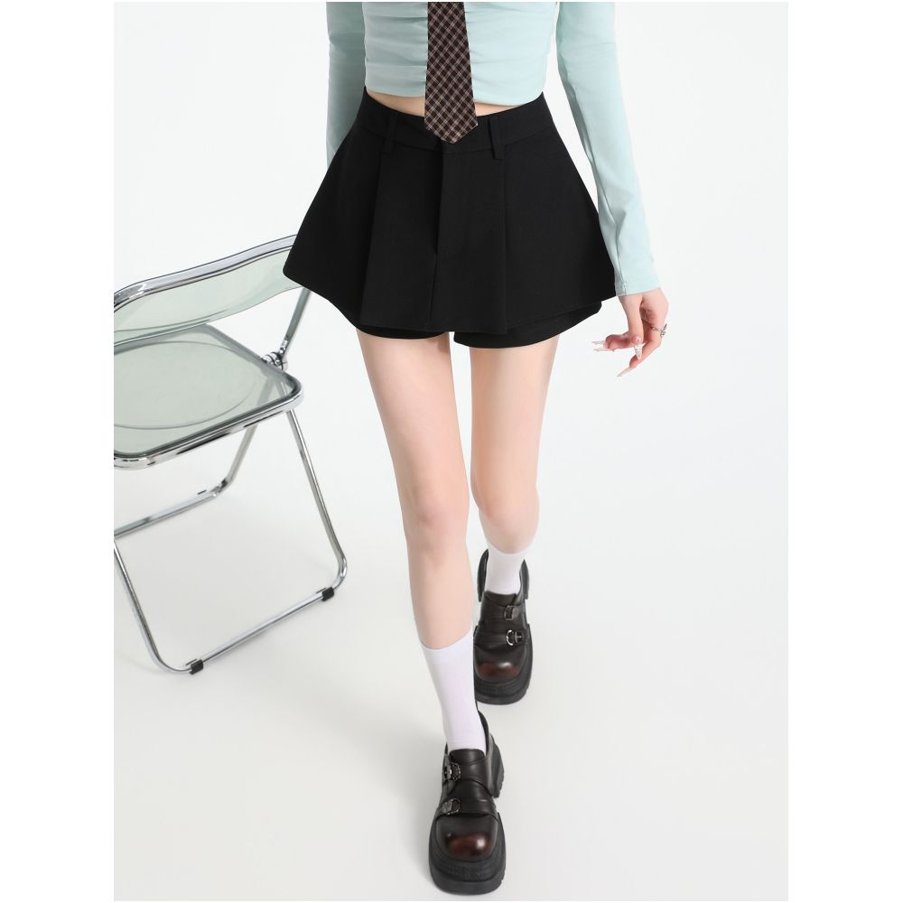 MASS Petite A line mini skirt pants flattering and stylish casual and versatile high waisted simple and fashionable image 3
