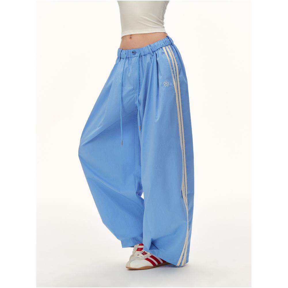 CLIMAX VISION Women s Wide Leg Balloon Pants with Floral Embroidery and Side Stripes Loose Fit and Casual Wear image 2