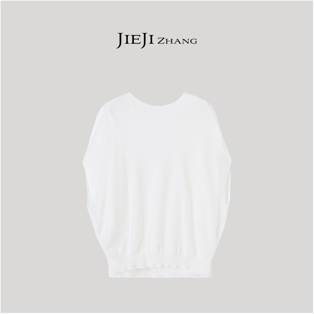 ASAYA7374 – Airy Drape Knit Top 🤍🖤