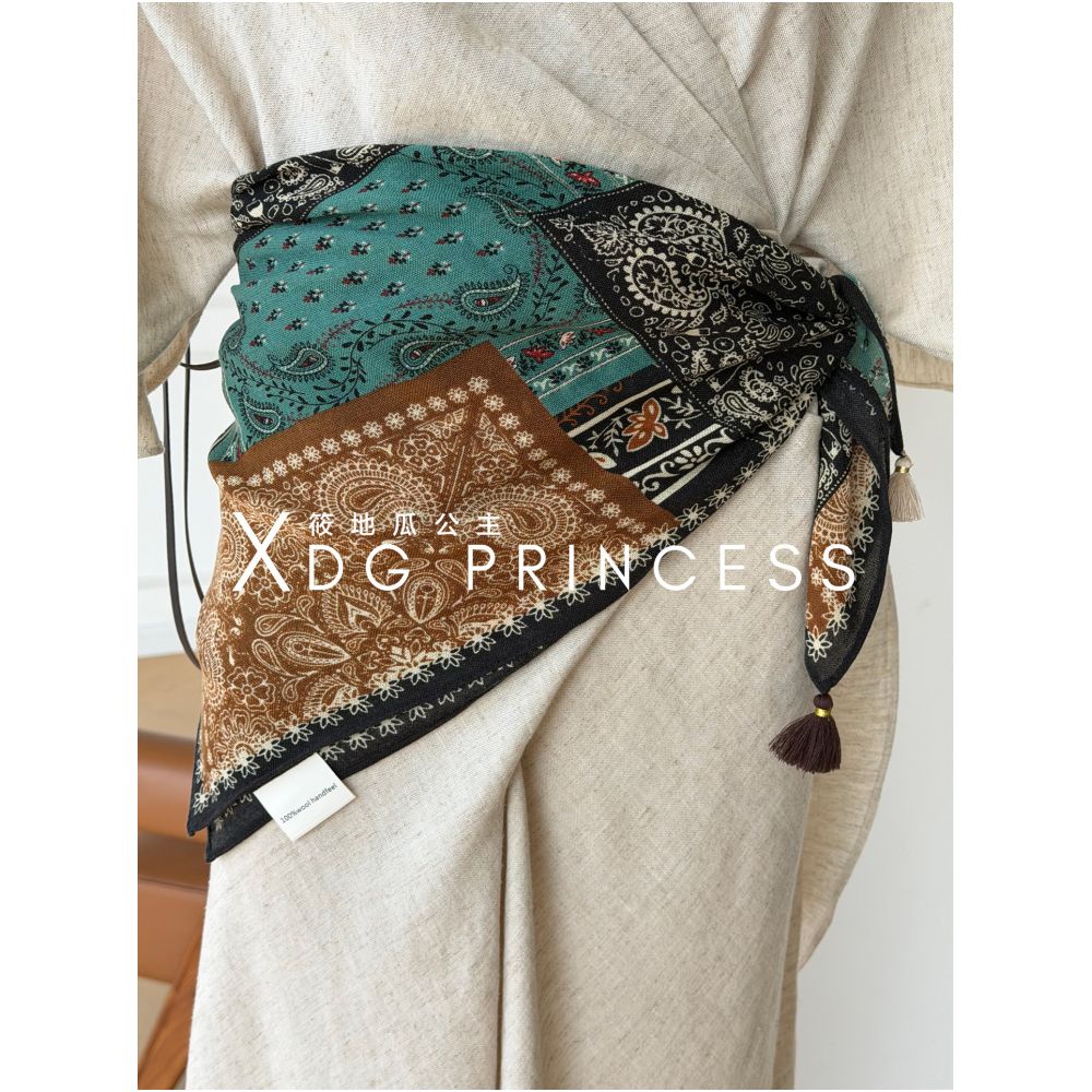 Retro ethnic style women s summer layered lace belt waist scarf waist accessory travel versatile pendant square scarf image 1